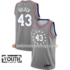 Camiseta Niños NBA Philadelphia 76ers Jonah Bolden 43 2018-19 Nike City Edition Gris Swingman